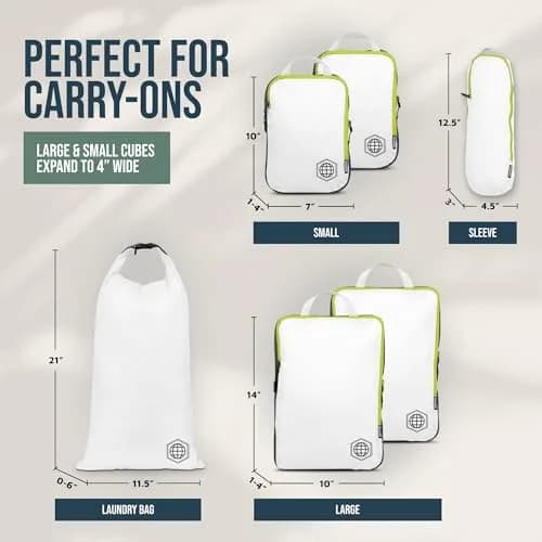 TRIPPED Travel Gear Compression Packing Cubes for Carry-On Travel 6-Pack | Ultralight Ripstop Nylon with Double-Stitched Zippers thumbnail 4