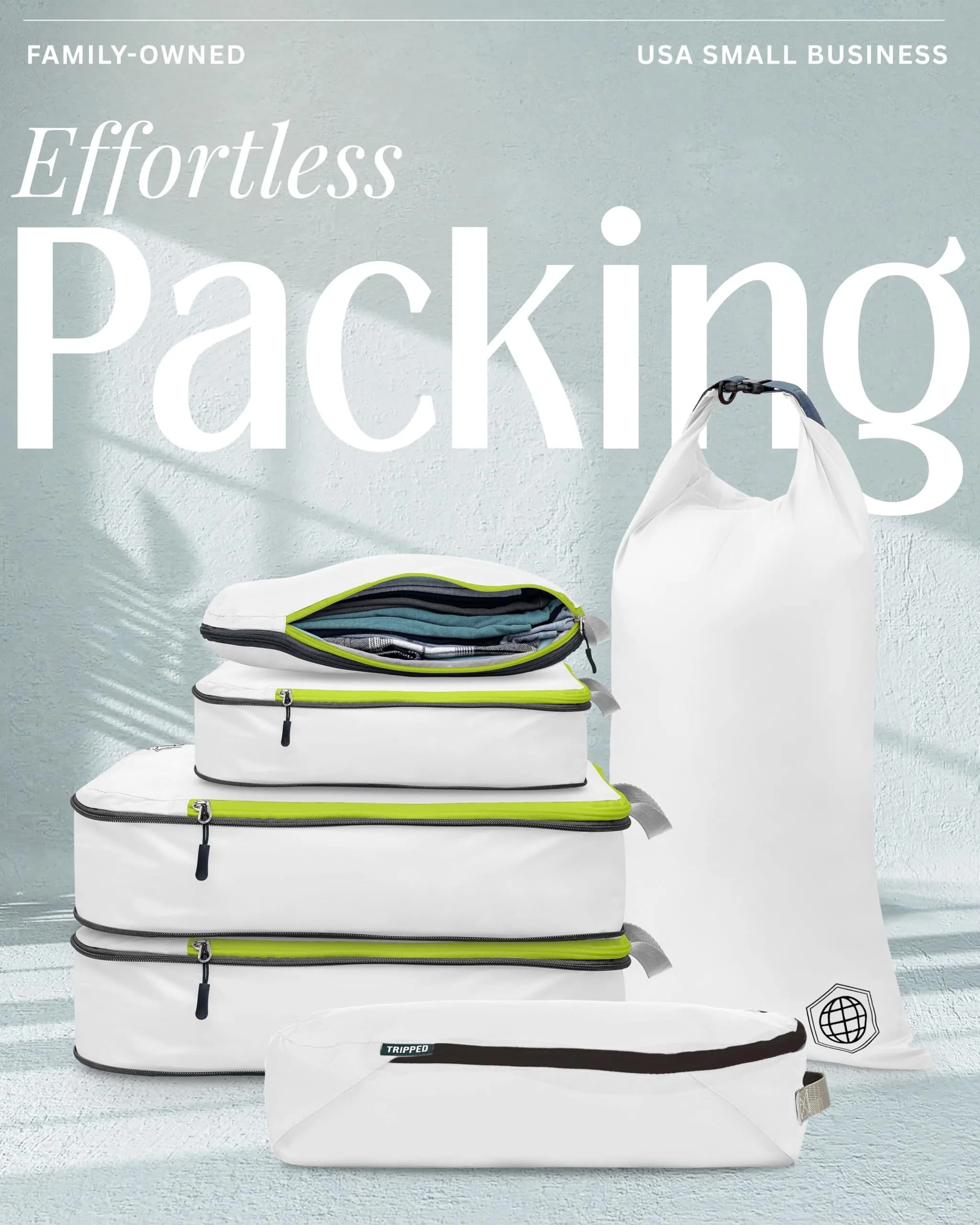 TRIPPED Travel Gear Compression Packing Cubes for Carry-On Travel 6-Pack | Ultralight Ripstop Nylon with Double-Stitched Zippers - view 6
