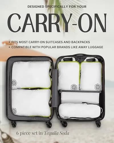 TRIPPED Travel Gear Compression Packing Cubes for Carry-On Travel 6-Pack | Ultralight Ripstop Nylon with Double-Stitched Zippers thumbnail 8