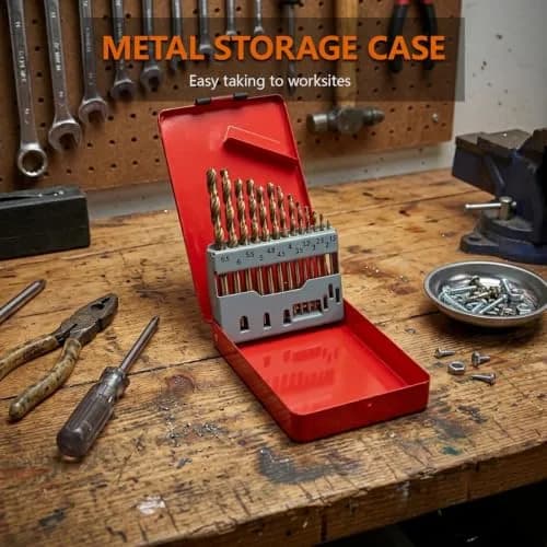 HYMNORQ 13-Piece M35 Cobalt Steel Drill Bit Set, Metric 1.5mm - 6.5mm | Professional Grade for Hard Metals thumbnail 9