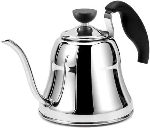 Chefbart Gooseneck Tea Kettle 800ml (28oz) | Precise Pour Over Coffee & Tea — Mirror Silver