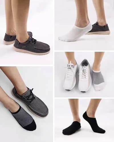 SIXDAYSOX No-Show Socks for Men 8 Pairs Size 9-11 White Mesh Knit Low Cut Ankle Socks with Non Slip Grid thumbnail 6