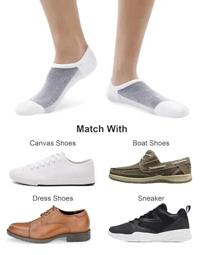 SIXDAYSOX No-Show Socks for Men 8 Pairs Size 9-11 White Mesh Knit Low Cut Ankle Socks with Non Slip Grid thumbnail 2