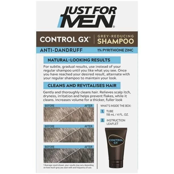 Just for Men Control GX Grey Reducing Shampoo Blonde & Medium Brown | Gradually reduces grey, natural look, 5 Fl Oz thumbnail 4