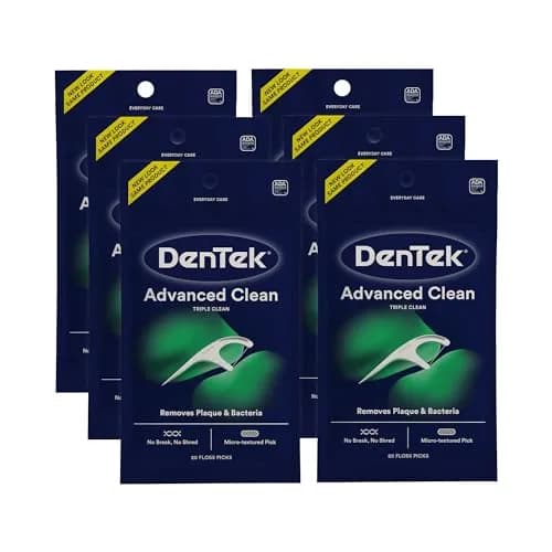 DenTek Advanced Clean Floss Picks, 1200 Count (200 Strands x 6 Packs) | Triple Clean, Fluoride-Infused Mint thumbnail 1