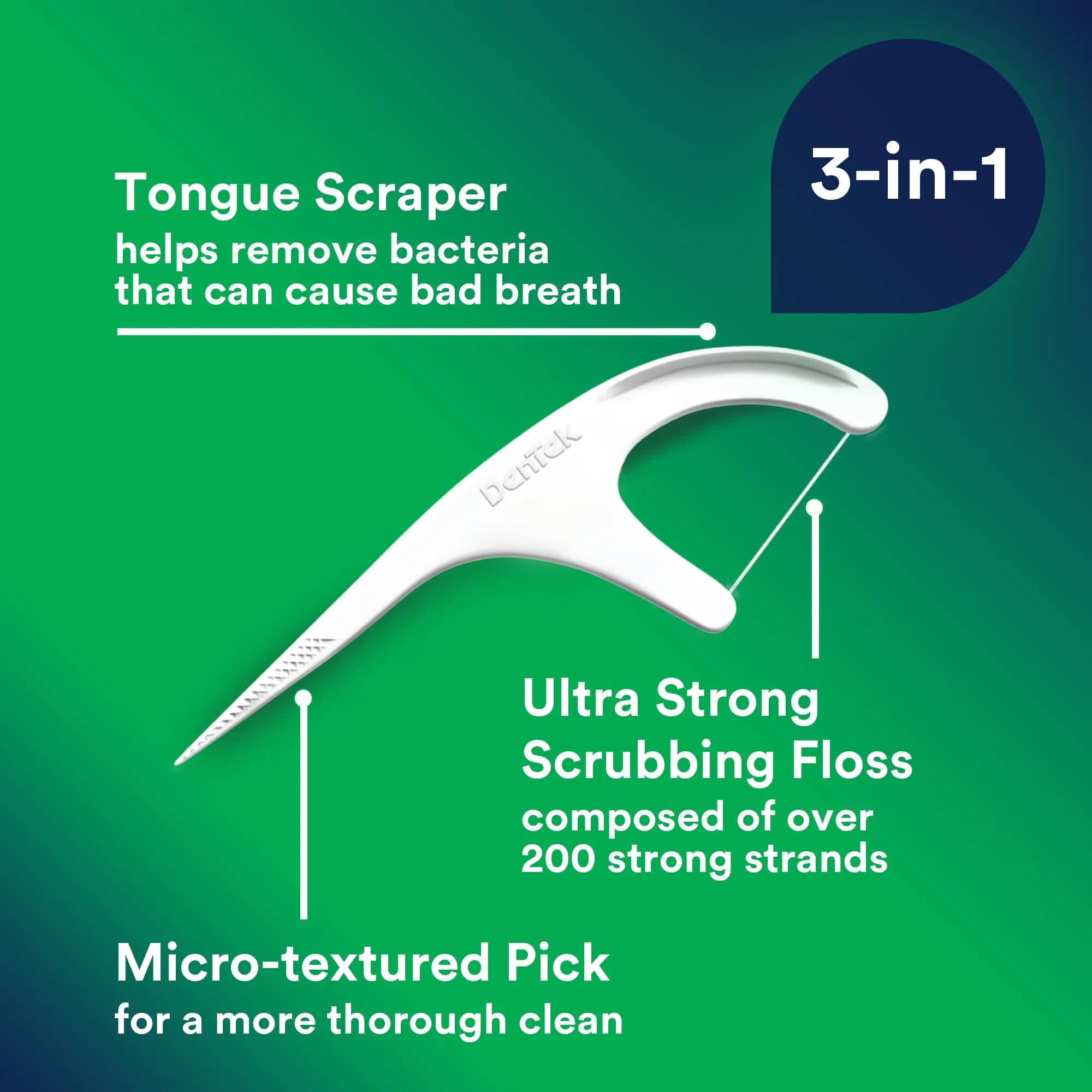 DenTek Advanced Clean Floss Picks, 1200 Count (200 Strands x 6 Packs) | Triple Clean, Fluoride-Infused Mint - view 4