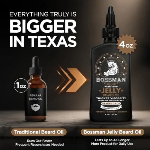 Bossman Jelly Beard Oil 4 oz | Thicker Formula, Texas Made, Stagecoach Scent, Alcohol-Free thumbnail 5