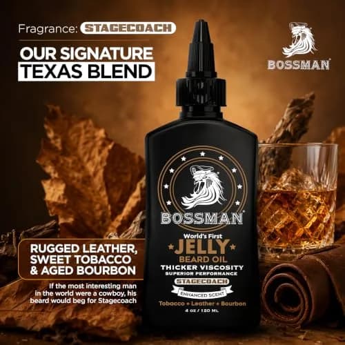 Bossman Jelly Beard Oil 4 oz | Thicker Formula, Texas Made, Stagecoach Scent, Alcohol-Free thumbnail 6