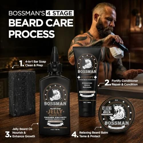 Bossman Jelly Beard Oil 4 oz | Thicker Formula, Texas Made, Stagecoach Scent, Alcohol-Free thumbnail 8