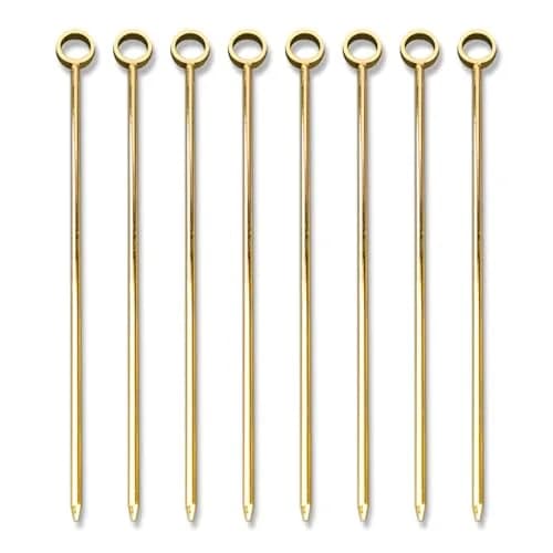 PuTwo Gold Steel Martini Decorative Appetizers Toothpicks 8pcs 4.25 Inch | Stylish Reusable Cocktail Picks thumbnail 1