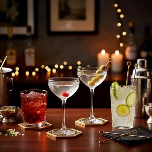 PuTwo Gold Steel Martini Decorative Appetizers Toothpicks 8pcs 4.25 Inch | Stylish Reusable Cocktail Picks thumbnail 5