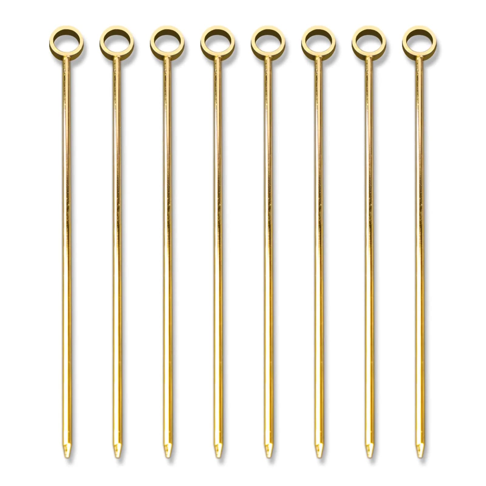 PuTwo Gold Steel Martini Decorative Appetizers Toothpicks 8pcs 4.25 Inch | Stylish Reusable Cocktail Picks