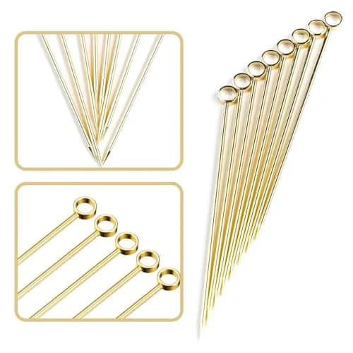 PuTwo Gold Steel Martini Decorative Appetizers Toothpicks 8pcs 4.25 Inch | Stylish Reusable Cocktail Picks thumbnail 2