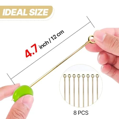 PuTwo Gold Steel Martini Decorative Appetizers Toothpicks 8pcs 4.25 Inch | Stylish Reusable Cocktail Picks thumbnail 3