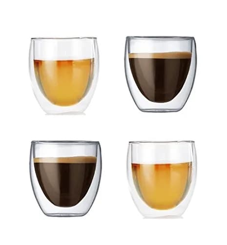 Gmark 2.7 oz Double Wall Glass Espresso Cups Set of 4 | Insulated Borosilicate Mini Demitasse Cups for Coffee & Tea thumbnail 1