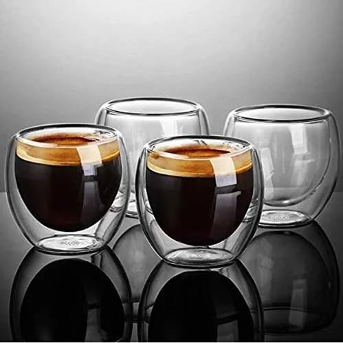 Gmark 2.7 oz Double Wall Glass Espresso Cups Set of 4 | Insulated Borosilicate Mini Demitasse Cups for Coffee & Tea thumbnail 4