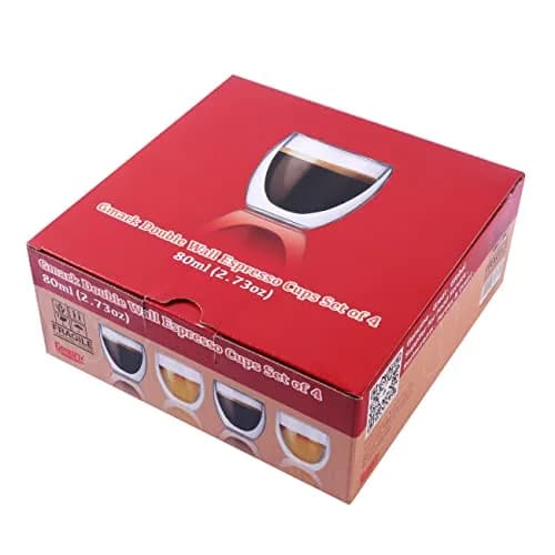 Gmark 2.7 oz Double Wall Glass Espresso Cups Set of 4 | Insulated Borosilicate Mini Demitasse Cups for Coffee & Tea thumbnail 2