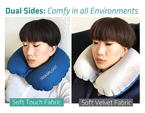 TREKOLOGY Inflatable Neck Pillow for Travel | Compact Ultralight Air Support with Button Inflation & Quick Deflate thumbnail 2