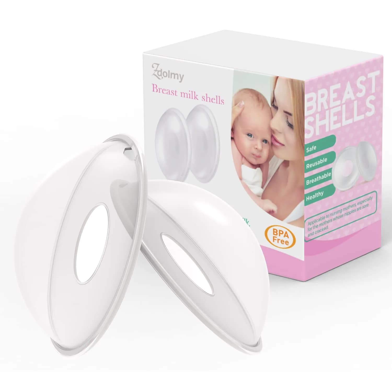 Zdolmy Breast Shells Milk Saver 2 Count (Pack of 1) | BPA-Free Reusable Silicone for Breast Milk Collection — White