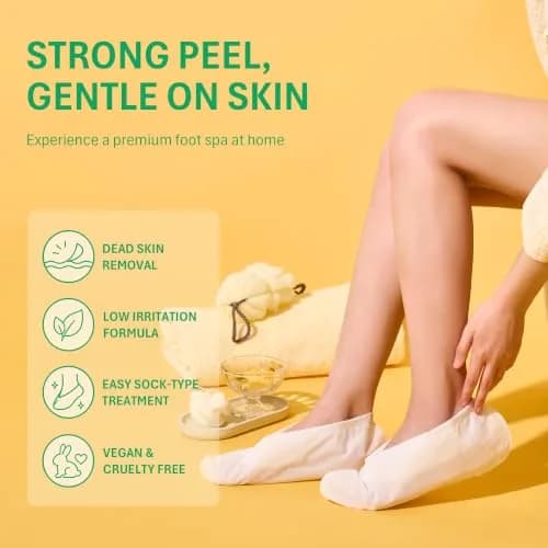 Purederm Foot Peeling Mask for Dry Cracked Feet | Exfoliating & Nourishing Treatment, 6 Pairs thumbnail 2