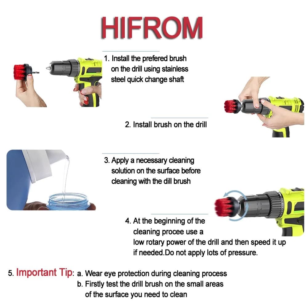 HIFROM 4-inch Soft Bristle Drill Brush Attachment | Cleans Carpets, Upholstery, Leather & Glass - view 9