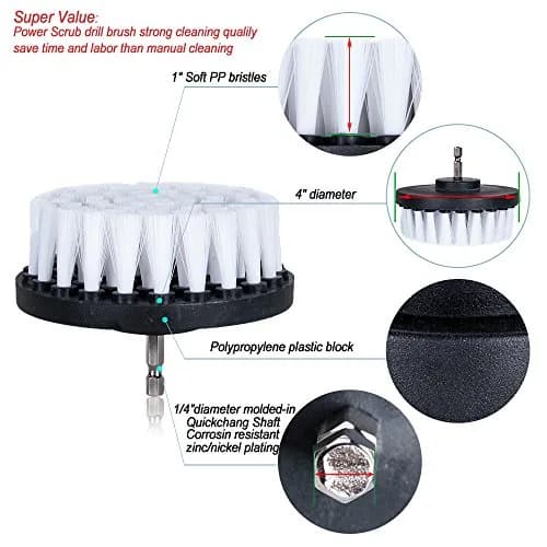 HIFROM 4-inch Soft Bristle Drill Brush Attachment | Cleans Carpets, Upholstery, Leather & Glass thumbnail 2