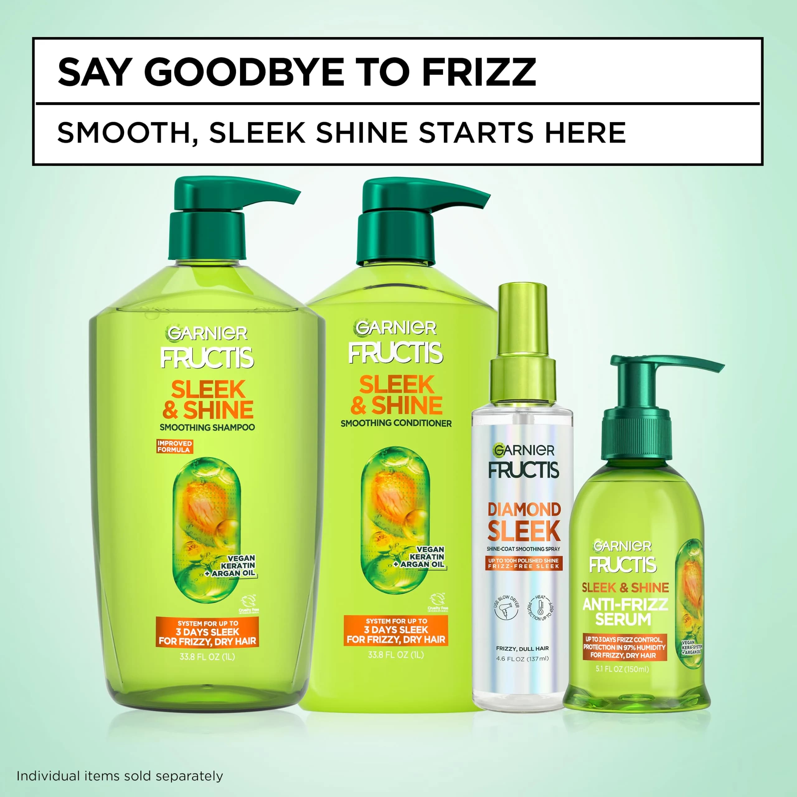 Garnier Fructis Sleek & Shine Anti-Frizz Hair Serum 156ml (5.1 Fl Oz x2) | 72-Hour Frizz Control for Dry Hair - view 5
