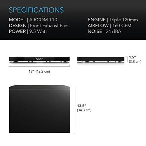 AC Infinity AIRCOM T10 17" Front-Exhaust Quiet Cooling Blower Fan System | 160 CFM, 24 dBA, Alloy Steel thumbnail 6