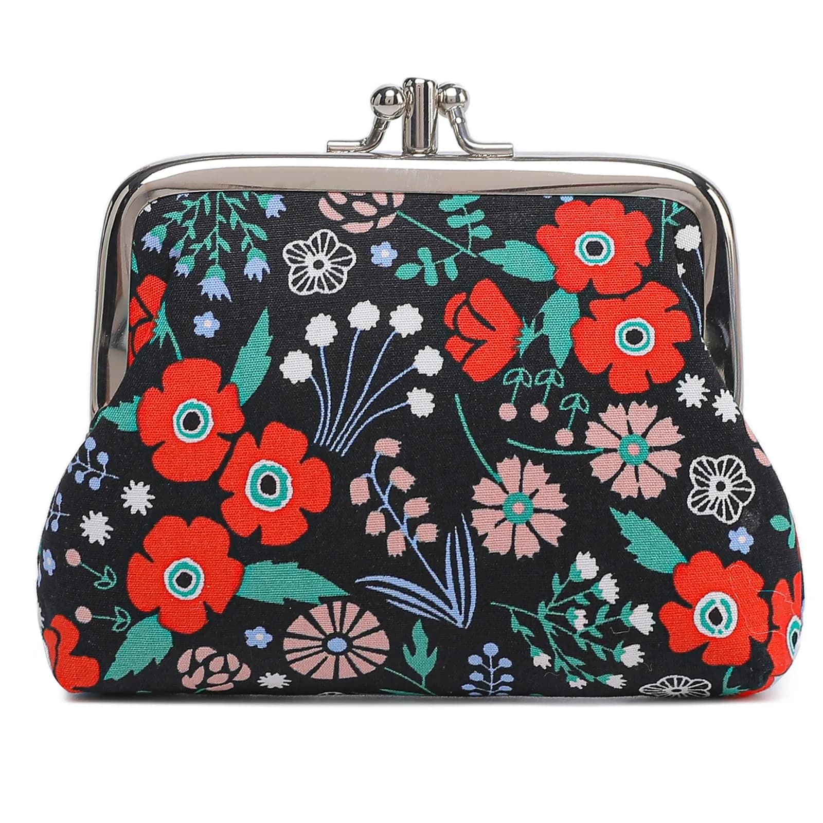 Sanxiner Cute Floral Kiss-Lock Coin Purse 10.5cm (4.13in) | Vintage Style Change Holder with 2 Compartments - main product image