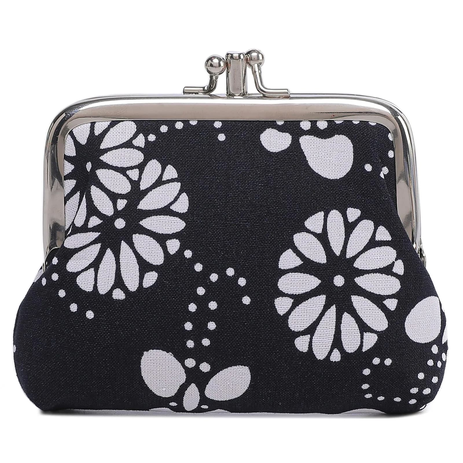 Sanxiner Cute Floral Buckle Coin Purse 1.9cm (0.75in) | Kiss-Lock Change Purse with 2 Compartments - main product image