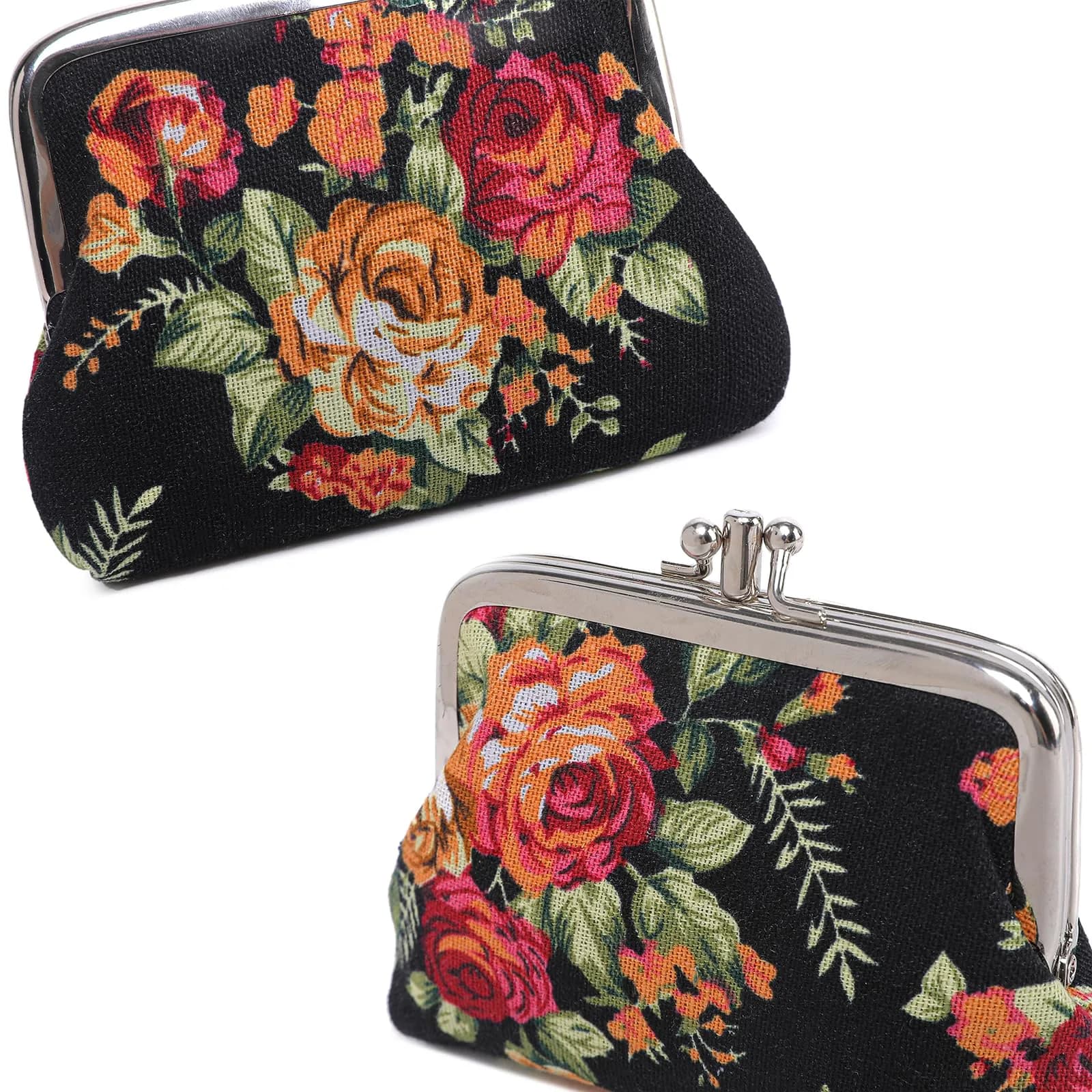 Sanxiner Cute Floral Kiss-Lock Coin Purse with 2 Compartments | Vintage Style Canvas Pouch - view 6