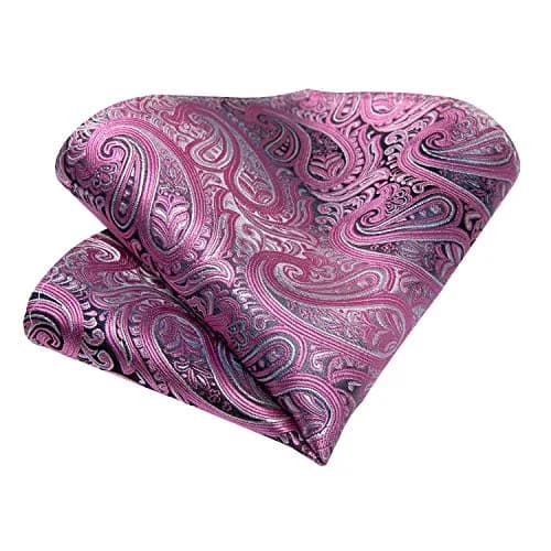 DiBanGu Paisley Silk Necktie & Pocket Square Set | Pink & Grey thumbnail 7