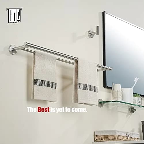 JQK Double Towel Bar 27 Inch (68.9 cm) Brushed Stainless Steel | Wall Mounted Bath Towel Rack with 24 Inch Usable Length thumbnail 4