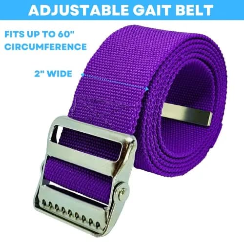 LiftAid Transfer and Gait Belt 60 Inch (152 cm) with Metal Buckle and Loop | Walking, Standing, and Transfer Assist Aid for Seniors, Elderly, Caregiver, Nurse, Therapist (Purple) thumbnail 4