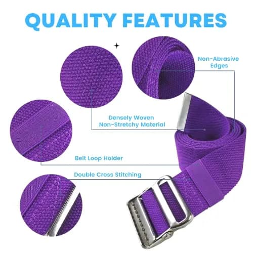 LiftAid Transfer and Gait Belt 60 Inch (152 cm) with Metal Buckle and Loop | Walking, Standing, and Transfer Assist Aid for Seniors, Elderly, Caregiver, Nurse, Therapist (Purple) thumbnail 2