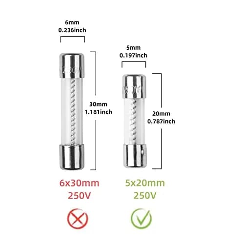 COMPSTUDIO 6.3A 250V Glass Slow Blow Fuse 20x5mm | Time-Delay, 10 Pack thumbnail 2