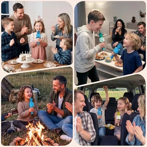 BONAOK Wireless Bluetooth Karaoke Microphone Q37 Blue | Portable Handheld Mic Speaker for Parties & All Smartphones thumbnail 7