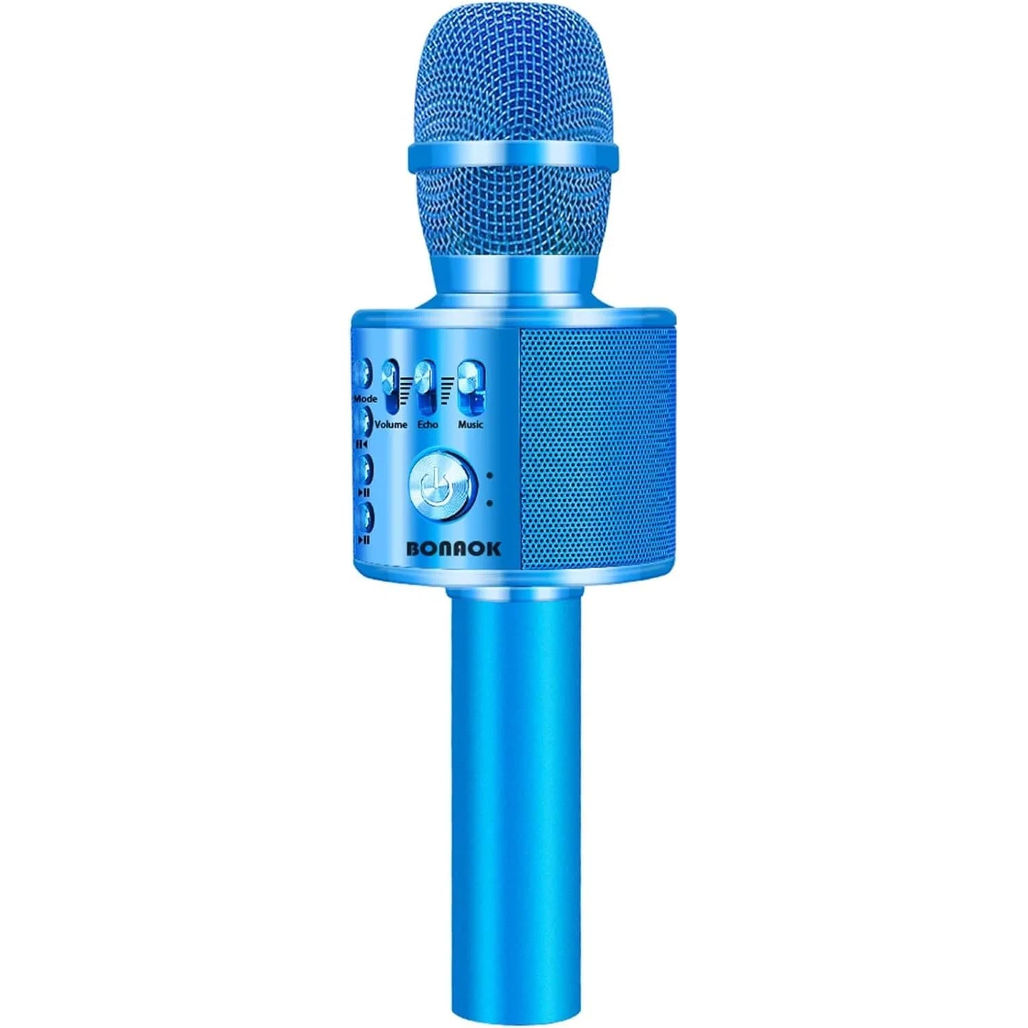 BONAOK Wireless Bluetooth Karaoke Microphone Q37 Blue | Portable Handheld Mic Speaker for Parties & All Smartphones - main product image
