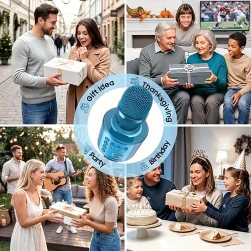 BONAOK Wireless Bluetooth Karaoke Microphone Q37 Blue | Portable Handheld Mic Speaker for Parties & All Smartphones thumbnail 9