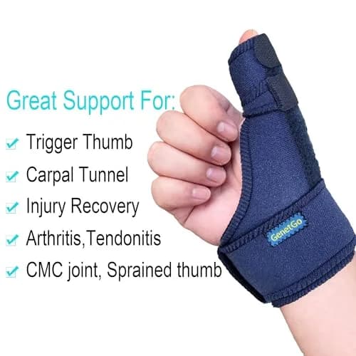 GenetGo Trigger Thumb Splint Brace - Blue, 1 Count | Universal Fit for Left or Right Hand thumbnail 2