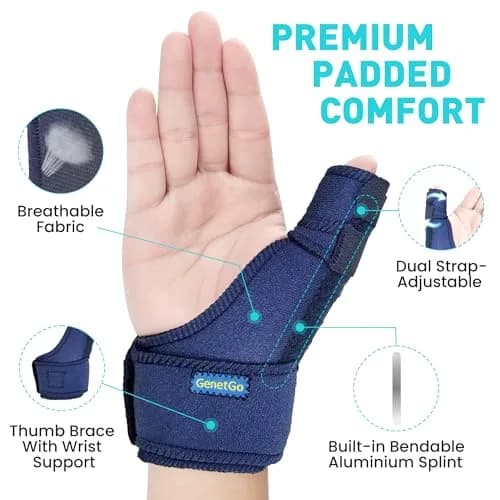 GenetGo Trigger Thumb Splint Brace - Blue, 1 Count | Universal Fit for Left or Right Hand thumbnail 3