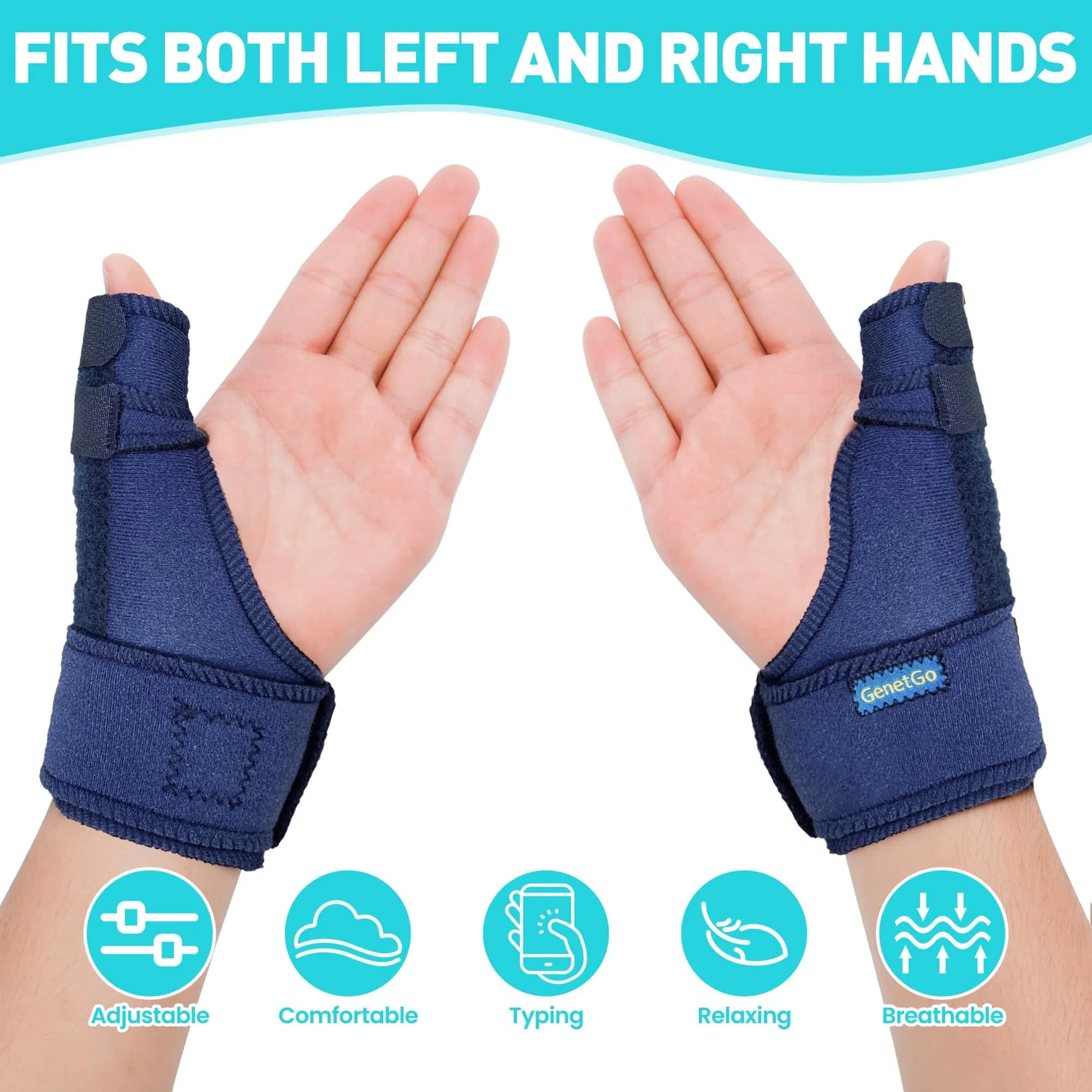 GenetGo Trigger Thumb Splint Brace - Blue, 1 Count | Universal Fit for Left or Right Hand - view 4
