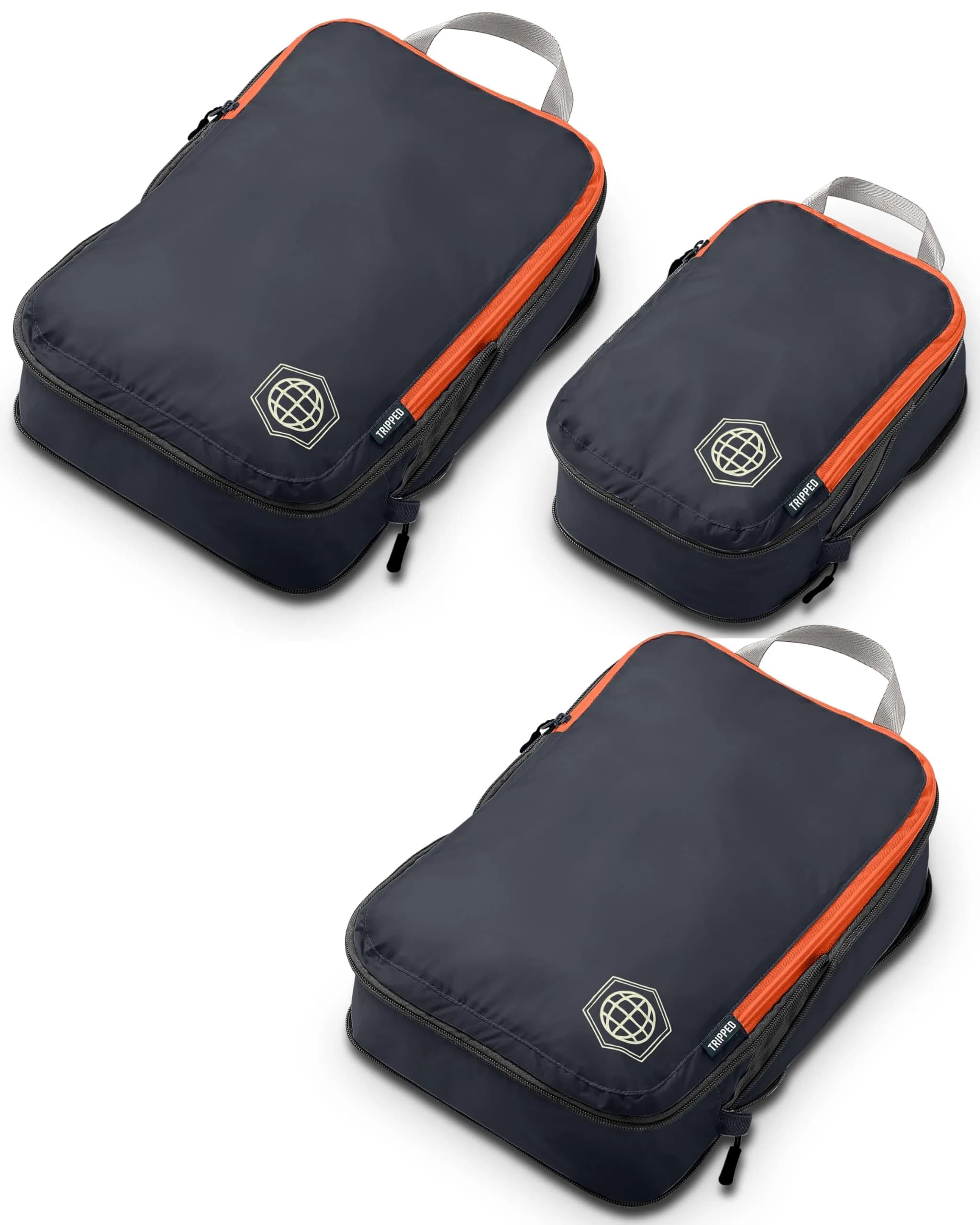 TRIPPED Travel Gear Compression Packing Cubes for Carry-On Travel 3-Pack | Ultralight Ripstop Nylon with Double-Stitched Zippers - main product image
