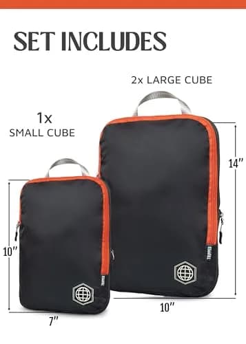 TRIPPED Travel Gear Compression Packing Cubes for Carry-On Travel 3-Pack | Ultralight Ripstop Nylon with Double-Stitched Zippers thumbnail 4