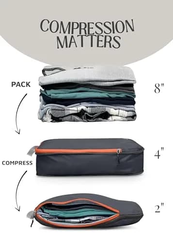 TRIPPED Travel Gear Compression Packing Cubes for Carry-On Travel 3-Pack | Ultralight Ripstop Nylon with Double-Stitched Zippers thumbnail 5