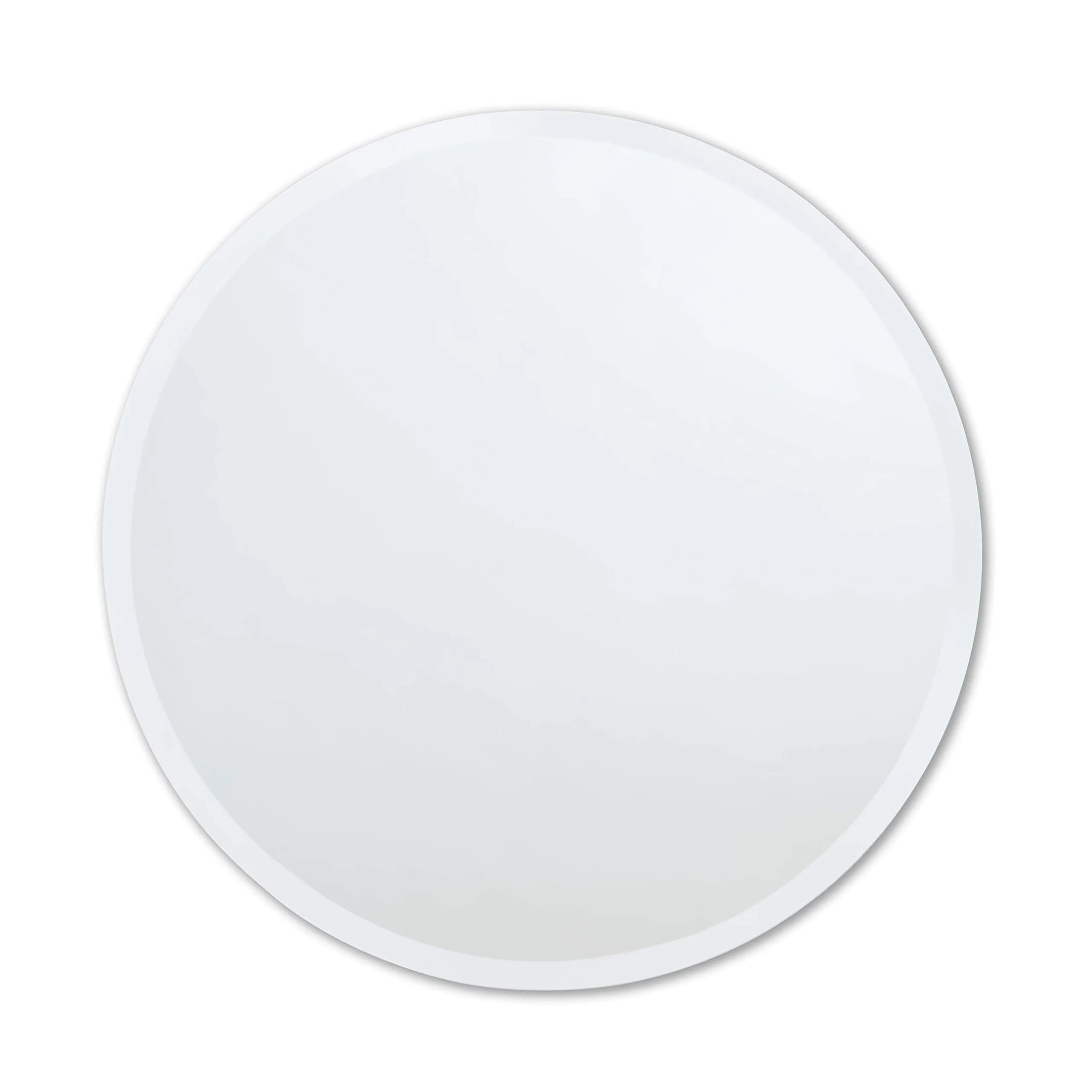 The Better Bevel Frameless Round Circle Mirror 24" x 24" | Beveled Edge Bathroom Wall Mirror — Clear
