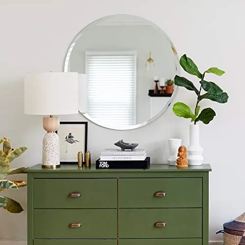 The Better Bevel Frameless Round Circle Mirror 24" x 24" | Beveled Edge Bathroom Wall Mirror thumbnail 3