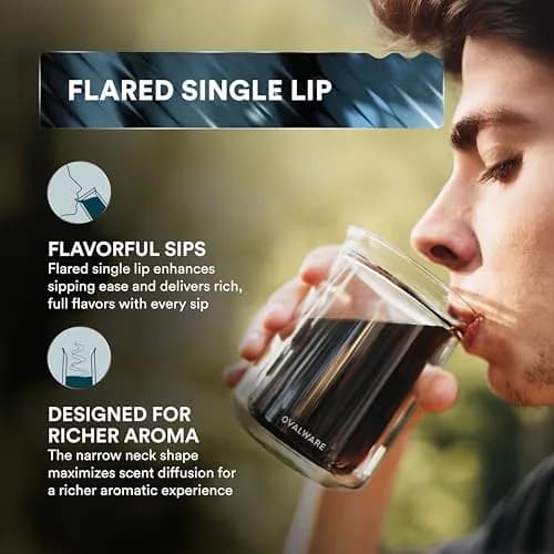 ovalware Double Wall Insulated Glass Cup Set of 2 (350ml / 12oz) | Keeps Drinks Hot or Cold for Hours thumbnail 3
