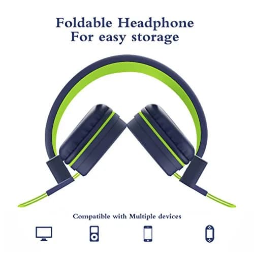 ELECDER i37 Kids Headphones with Cord Wired for School Classroom, Navy | Foldable, Adjustable, Comfortable thumbnail 4