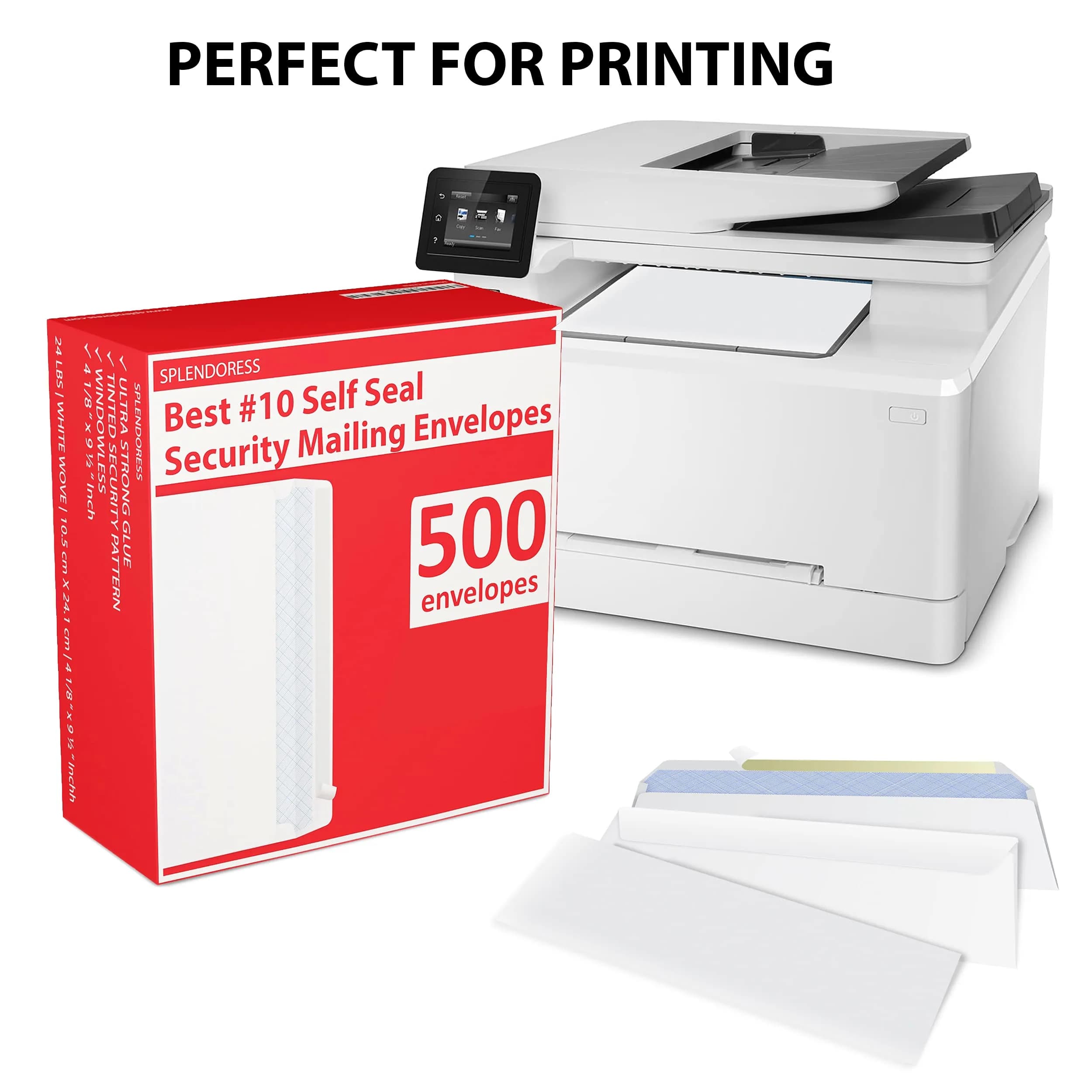 Splendoress #10 Security Envelopes Windowless, 500 Count White Wove | Bulk Value Pack Security Envelopes - view 4